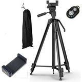 Dymax 135CM Tripod Ios ve Android Uyumlu Bluetooth Kumandalı Tripot Cep Telefonu Video Kamera Projeksiyon Cihazı Uyumlu Telefon Tutuculu Üç Ayak Tripod - Siyah