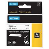 Dymo 1805442 Rhino Pro Beyaz Siyah 6 mm x 5.5 mt Sabit Polyester Şerit