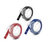 Dymo 3D Kabartma Şerit Siyah/Mavi/Kırmızı 3 Lü Paket 9 MM x 3 M