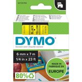 Dymo Dymo D1 Yedek Şerit, 6 mm x 7 Mt, Sarı/ Siyah (43618) - Renkli