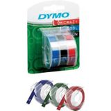 Dymo Kabartma Şerit 9mmx3m Siyah-Kırmızı-Mavi 3lü Blister