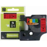 Dymo Labelmanager Serisi Elektronik Etiketleme Makinesi D1 45017 S0720570 12Mm X 7 Mt. Muadil Kırmızı Etikete Siyah Yazı Şerit Etiket Kaseti