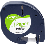 Dymo Letratag 12 mm x 4 m Beyaz Kağıt Etiket