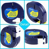 Dymo Muadil Letratag Bant 91202 (91332 91222 59423) Sarı Plastik Etikete Siyah 4m x 12MM 4 Adet