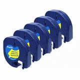 Dymo Muadil Letratag Bant 91202 (91332 91222 59423) Sarı Plastik Etikete Siyah 4m x 12MM 5 Adet