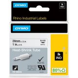 Dymo Rhino Industrial Daralan Kablo Etiketleri | 24 mm x 1,5 M | Beyaz Zemin Üzerine Siyah Yazı | Ke - Renkli