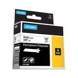 dymo rhinopro sabitpolyster şerit 9mmx5.5metre beyaz/siyah 18482 - Yok