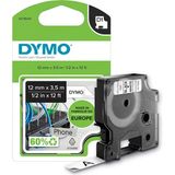 Dymo S0718040 16957 Yüksek Performans Esnek Naylon 12 mm x 3.5 mt Siyah Beyaz Etiket Bandı