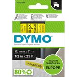 Dymo S0720580, D1 Yedek Şerit (12 mm x 7 Mt), Sarı/siyah (45018) - Renkli