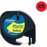 Dymo Şerit Let. Plastik 12 mm x 4 M 5'li Sarı
