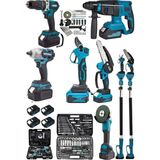 Dynamic Max 216 Parça Lokma Seti-Teleskopik Budama Makası-Şarjlı Testere-Hilti Taşlama Spral-Somun Sökme Matkap