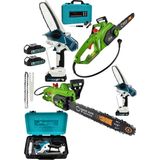 Dynamic Max 2'li Set 4800W Elektirikli Odun Ağaç Hızar Motoru 598VF Otomatik Yağlamalı Şarjlı Testere Dal Budama