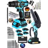 Dynamic Max 2'li Set 598RV Çift Pala Odun Dal Budama Testeresi 4 Akülü Vidalama Metal Şanzuman Darbeli Matkap