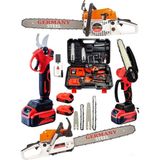 Dynamic Max 3'lü Set 7.9 Hp Benzinli Odun Ağaç Kesme Hızar Motoru 128VF Şarjlı Dal Budama Makası ve Testere 3set-Gry1