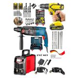 DYNAMİC MAX 3'lü Set İnvertec Kartlı Kaynak Makinesi Soğutmalı -Kırıcı Delici Hilti-Şarjlı Darbeli Setli Matkap