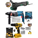 Dynamic Max 3'set 4200W Kırıcı Delici HİLTİ+V58 Şarjlı Darbeli Matkap Vidalama SETLİ+115MM Taşlama Bakır