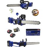 Dynamic Max Germany Çok Güçlü Çift Akülü Şarjlı Testere Ağaç Odun Dal Kesme Motoru Hızar 30 cm Pala Boyu Blue