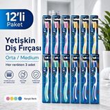 Dynamic Premium Care Medium Orta Diş Fırçası 12 Adet Tekli Ambalajlı Karışık Renk Mavi