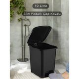Dynamic Tech Slim Pedallı Banyo Mutfak Çöp Kovası - 10 Litre - 10 lt - Siyah