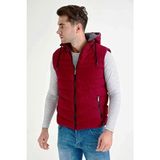 Dynamo Bordo Renkli Erkek Kapüşonlu Polar Astarlı Şişme Yelek, Regular Fit ve Modern Stil ile Üst Düzey Konfor - Kırmızı - 3XL