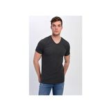 Dynamo Erkek Antrasit V Yaka Kısa Kol Pamuklu Büyük Beden Basic T-Shirt Günlük Stil - Gri