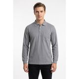 Dynamo Erkek Büyük Beden Mevsimlik Polo Yaka Cepli Sweatshirt BGL-ST05367 - Gri - 4XL