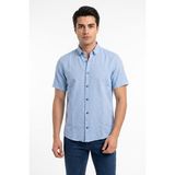 Dynamo Erkek Pamuklu Yazlık Kısa Kol Gömlek 9665 BGL-ST05617 - 5XL - Mavi