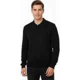Dynamo Erkek Polo Yaka Fermuarlı Triko Kazak Regular Fit 7019 BGL-ST04922 - Siyah