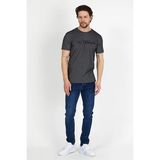 Dynamo Erkek Siyah Bisiklet Yaka Nakış Detaylı T-Shirt T-866 - 4XL