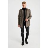 Dynamo Erkek Slim Fit Toprak Çift Yakalı Yün Karışımlı Kaşe Kaban %40 Polyester %20 Yün Rüzgar Geçirmez