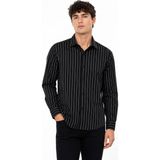 Dynamo Erkek Spor Silim Fit Çizgili Yazlık Gömlek BGL-ST05380 - Siyah - XL