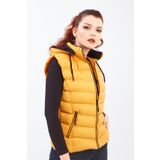 DYNAMO Kadın Hardal Kapüşonlu Şişme Yelek Kapüşon İçi Polar 5000