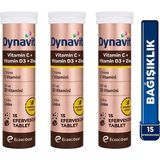 Dynavit 3 Adet Vitamin C + Vitamin D3 + Çinko Zinc Efervesan Tablet Türkiye Menşeli Bağışıklık Destekleyici - Portakal