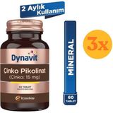 Dynavit Çinko Pikolinat 15MG 60 Tablet - 3 Adet (180 Tablet)