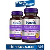 Dynavit Diamond Collagen&Hyaluronic Acid Complex 30 Tablet x2 - Saç&Cilt&Tırnak - Hidrolize Peptit Tip 1 Balık Kolajeni, Hyaluronik Asit, Resveratrol, Nar Meyve Kabuğu Ekstresi