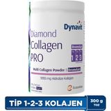 Dynavit Diamond Multi Collagen&Bromelain (Ananas Ekstresi) 300g Toz - Ödem Atımı&Diyetisyen Önerisi - Hidrolize Peptit Tip 1&3 Sığır ve Tip 2 Tavuk Kolajeni, Bromelain
