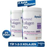 Dynavit Diamond Multi Collagen&Bromelain (Ananas Ekstresi) 300g Toz x2 - Ödem Atımı&Diyetisyen Önerisi - Hidrolize Peptit Tip 1&3 Sığır ve Tip 2 Tavuk Kolajeni, Bromelain