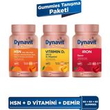 Dynavit Gummies Tanışma Paketi - Hsn Hair Skin Nails & Vitamin D3 & Iron 180 Çiğnenebilir Form - Portakal