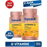 Dynavit Gummies Vitamin D3 60X2 Çiğnenebilir Form - Aile Boyu Kullanım – D Vitamini - Kas & Kemik & Bağışıklık - Portakal