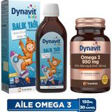Dynavit Kids Portakal Balık Yağı 150 ml & Omega 3 950 Mg 30 Yumuşak Kapsül - Aile Omega 3 Paketi