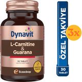 Dynavit L-Carnitine & Guarana 30 Tablet - 3 Adet (90 Tablet) - Dezenfektan Hediyeli (%72 Alkol)