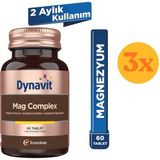 Dynavit Mag Complex 200MG Magnezyum Kompleks (Malat-Sitrat-Bisglisinat) 60 Tab - 3 Adet (180 Tablet)