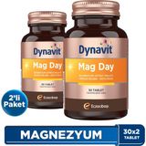 Dynavit Mag Day 30 Tablet x2- Sabah/ Gündüz Magnezyum - Mag Sitrat & Malat, Gotu Kola, Ginkgo Biloba, B6 Vit