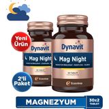 Dynavit Mag Night 30 Tablet x2- Akşam /Gece Magnezyum - Magnezyum Bisglisinat, Passiflora, Valerian, B6-Uyku - Aromasız