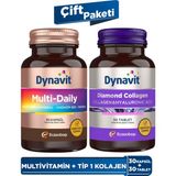 Dynavit MultiDaily 30 Kapsül & Collagen Hyaluronic Acid Complex 30 Tablet - Çift Paketi - Aromasız