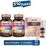 Dynavit MultiDaily 30 Kapsül x2 + Vitamin D3 400 IU 20 mL Sprey - Vitamin Destek Paketi