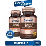 Dynavit Omega 3 950 mg 30 Yumuşak Kapsül x2 - Yüksek EPA & DHA - 1400mg Balık Yağı-Fish Oil Kalp Sağlığı - --