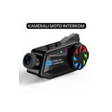 Dynego Intercom Kameralı Motosiklet Bluetooth Kask Kulaklık Ses Kontrolü 1080p Video Kayıt Videolu Interkom