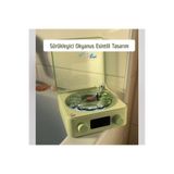 Dynego Nostalji Plak Çalar Bluetooth Subwoofer 3d Ses Dalgası Retro Müzik Plak Çalar Pembe