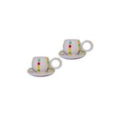 Dyris 2’Li Renkli Kahve Fincanı Seti 7 Cm Fincan 12 Cm Tabak Espresso Cappuccino Americano